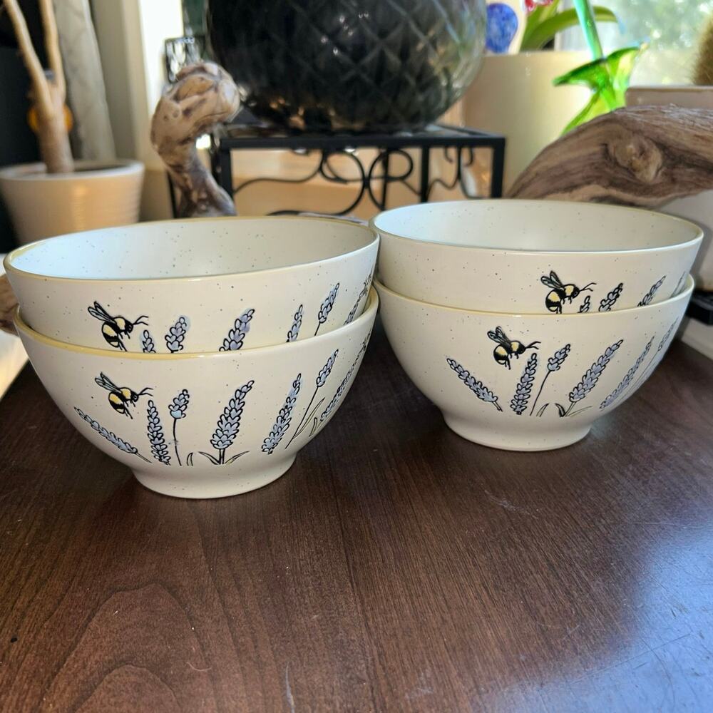 Spectrum Designz Bee Floral Lavender Garden Bowl Set for Cereal Salad